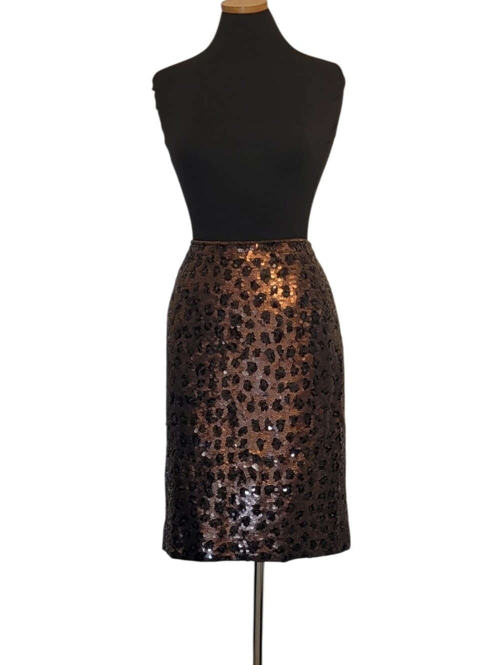 Carllise Vintage A-line Bronze Brown Sequins Wedding Guest Party Midi Skirt